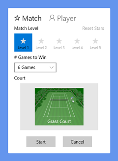 Casual Open Tennis: Match starting window